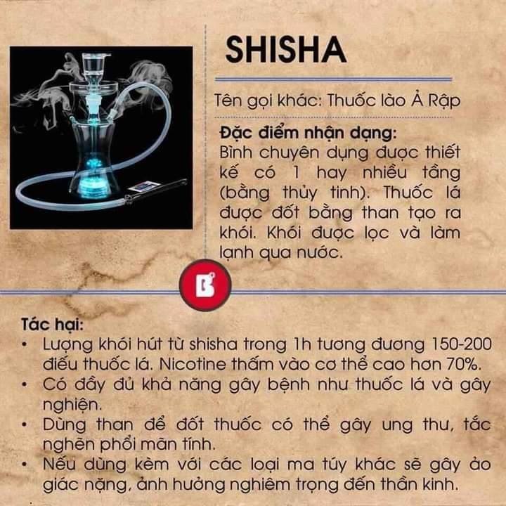 Shisha - 1 trong các chất gây kích thích hệ thần kinh